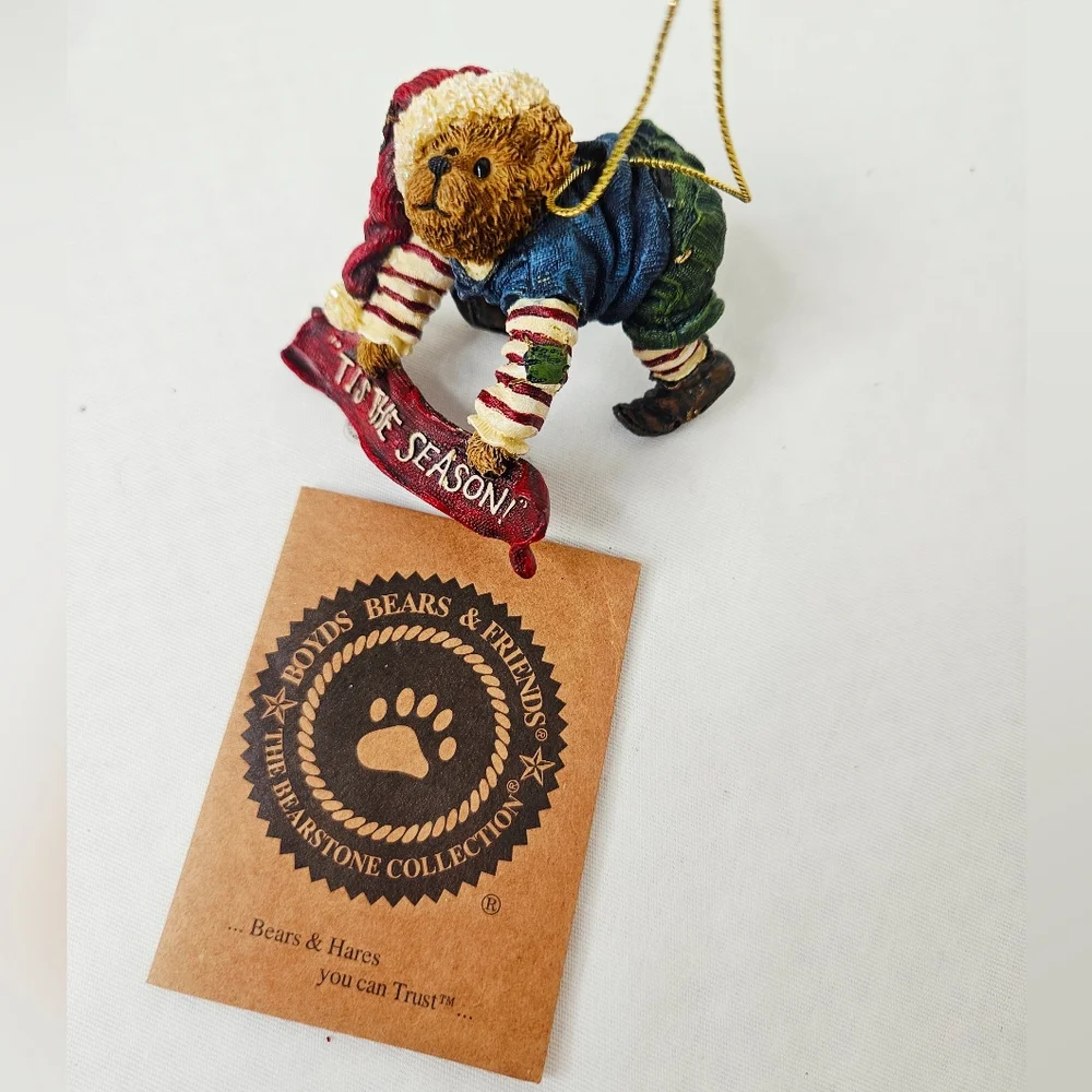 Boyds Bears Dangle Elfbearry Ornament 2003 Bearstone Collection Tis the Season